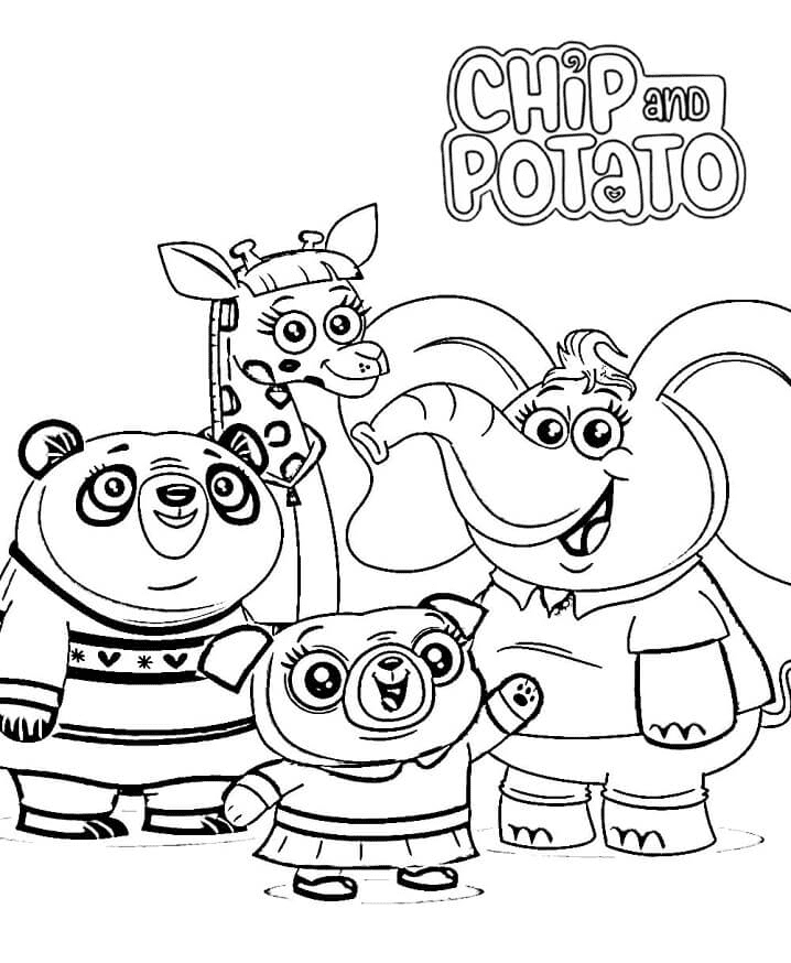Chip and Friends Coloring Page