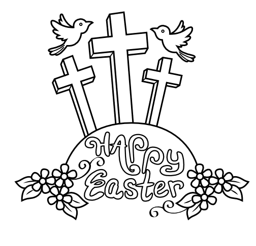 Christian Happy Easter Coloring Page
