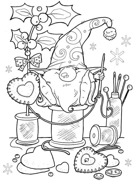 Christmas Gnome Coloring Page