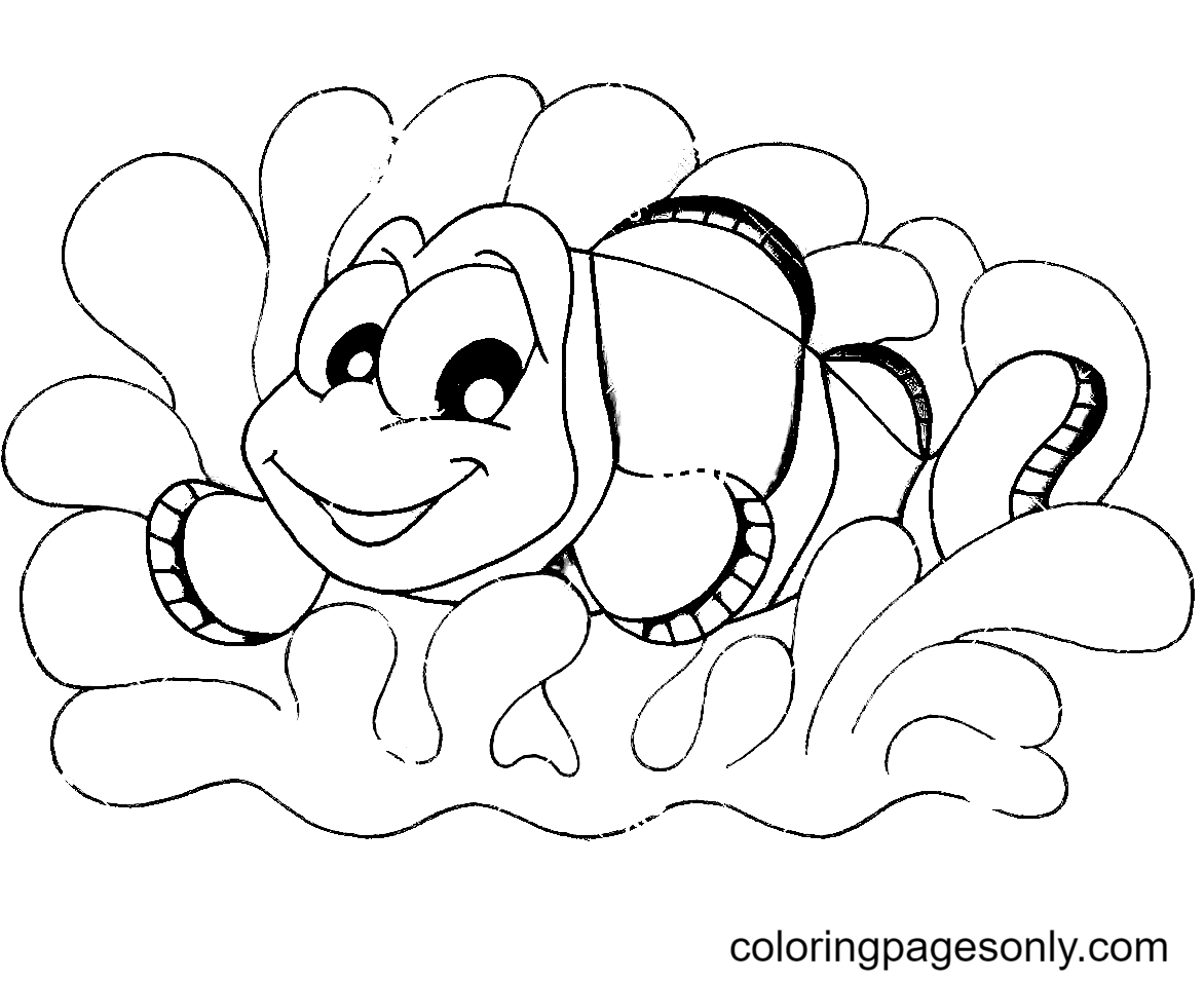Clownfish in Anemone Coloring Page