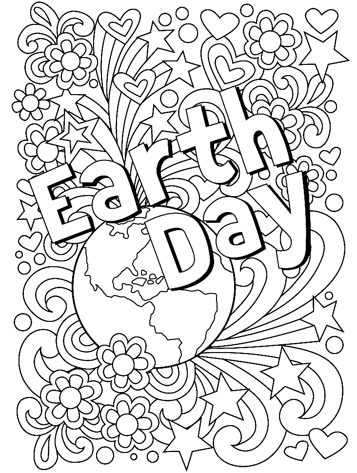 Complex Earth Day Coloring Page