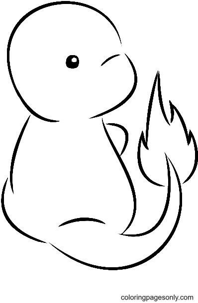 Cute Baby Charmander Coloring Page