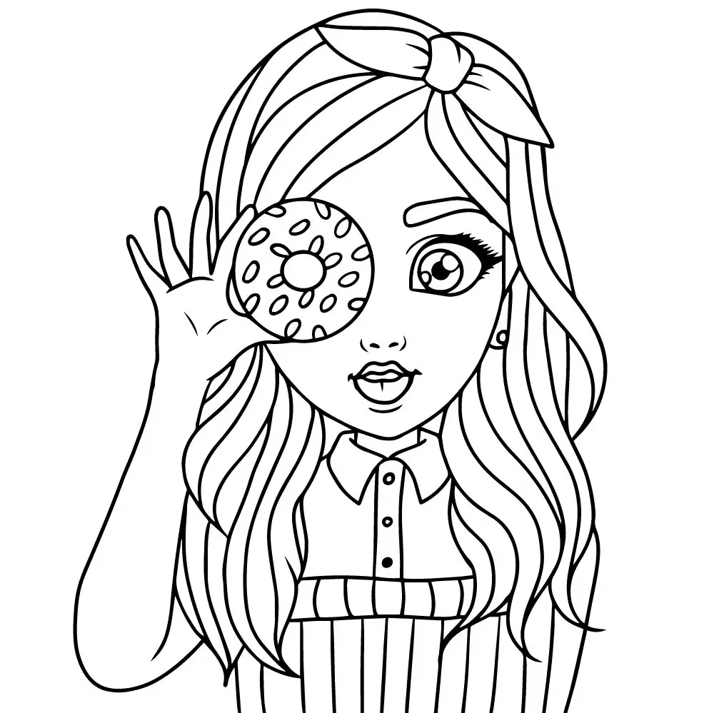 Cute Cartoon Little Girl Coloring Pages   Cute Coloring Pages ...