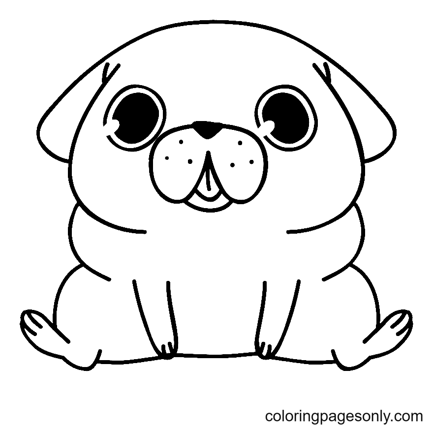 Pug fofo de desenho animado de Pug
