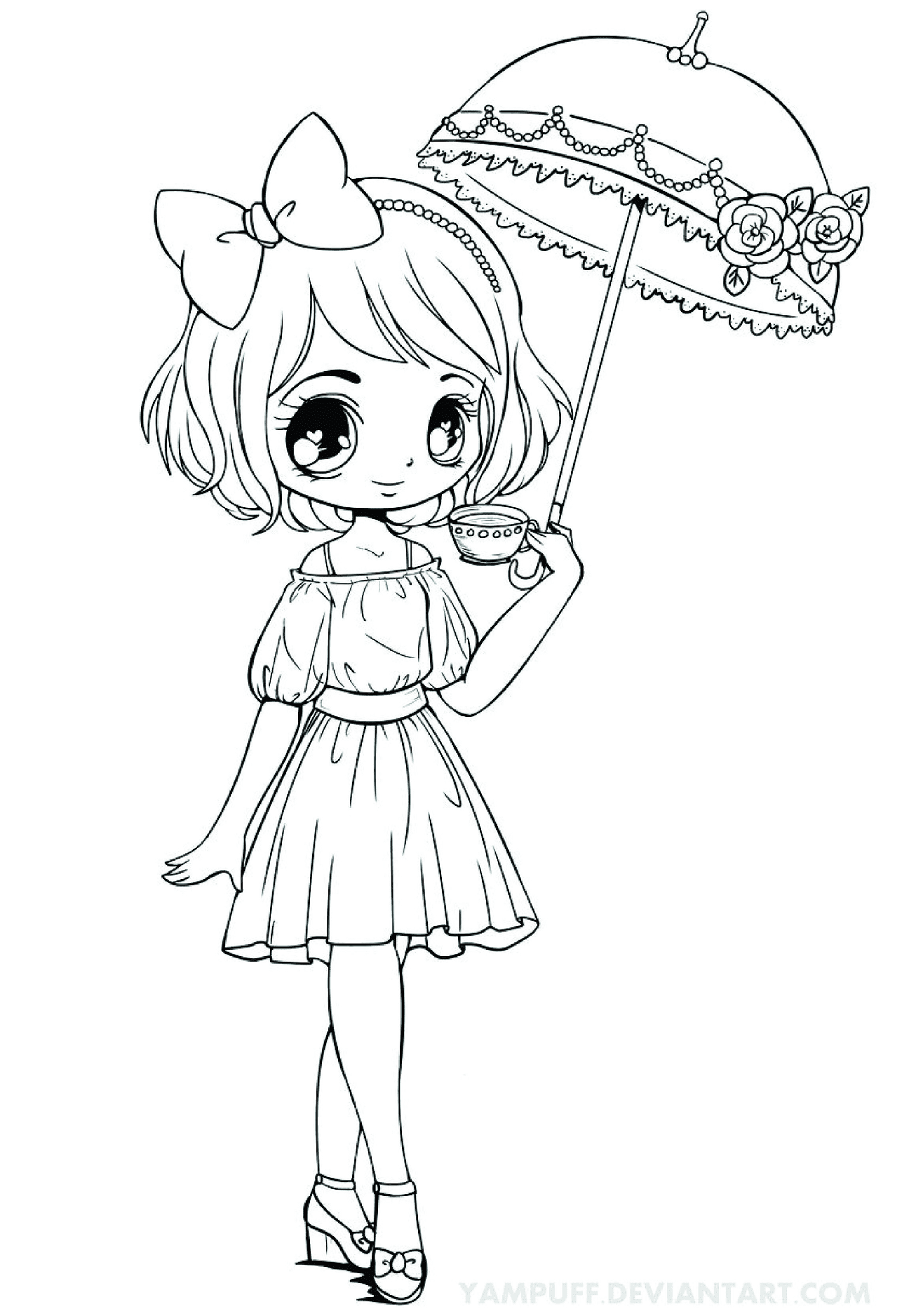 Cute Chibi Girl Coloring Page