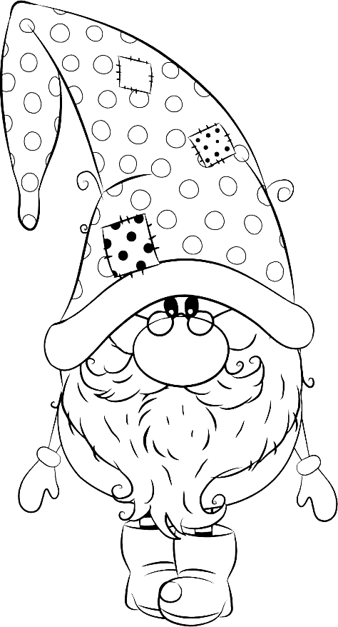 Cute Gnome with a Beard Coloring Page