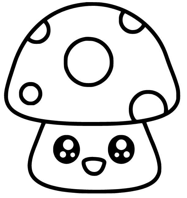 Cute Mushroom for Kids Coloring Pages