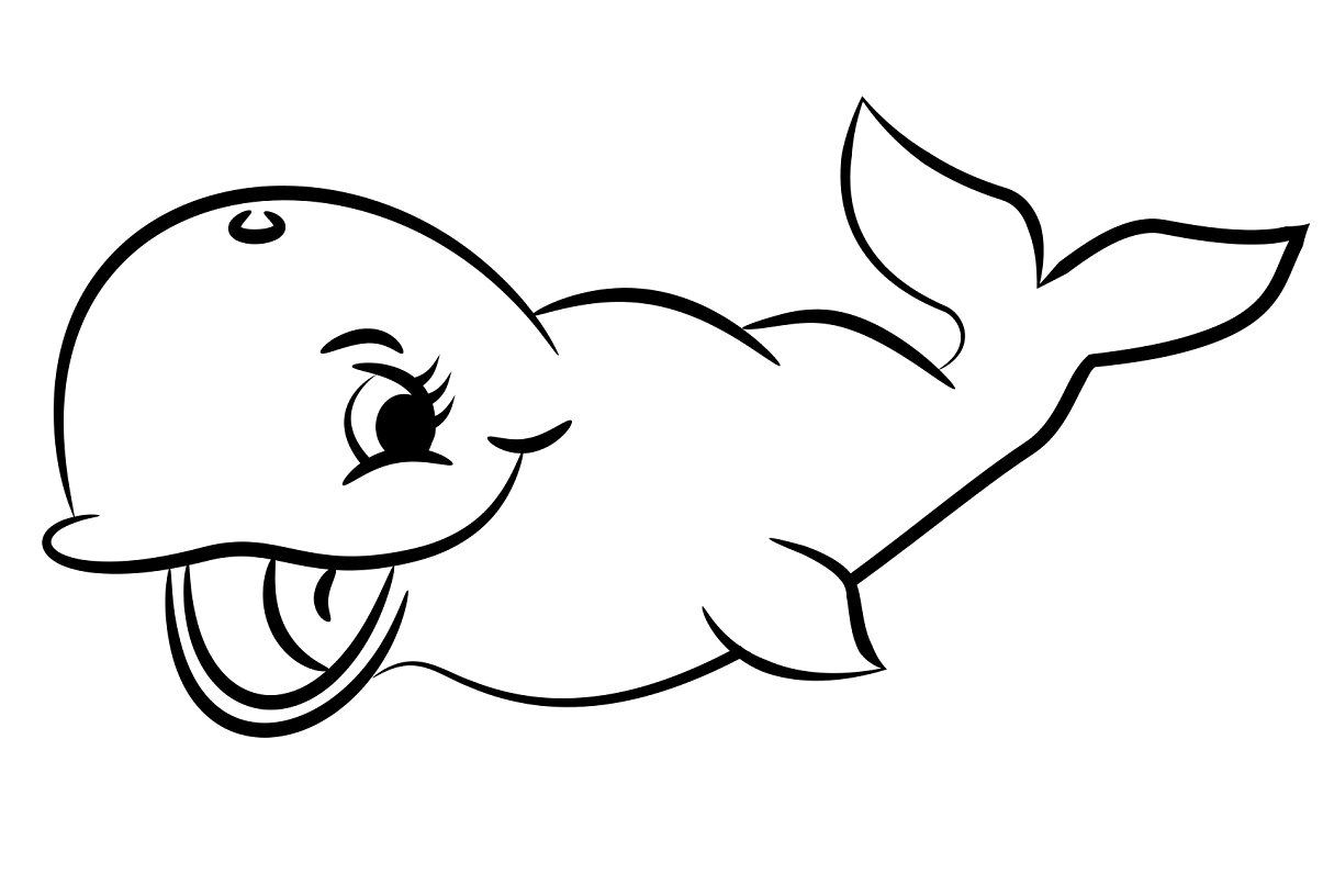 Desenho de baleia fofa para colorir