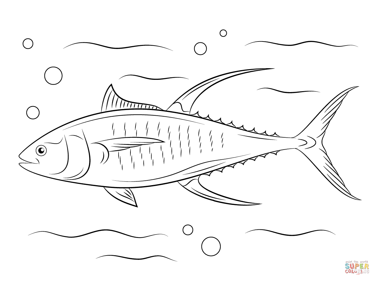Cute Yellowfin Tuna Coloring Page