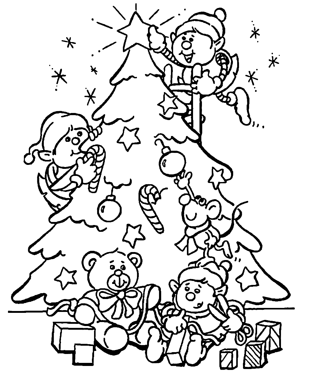 Decorate The Tree With The Mouse Coloring Pages