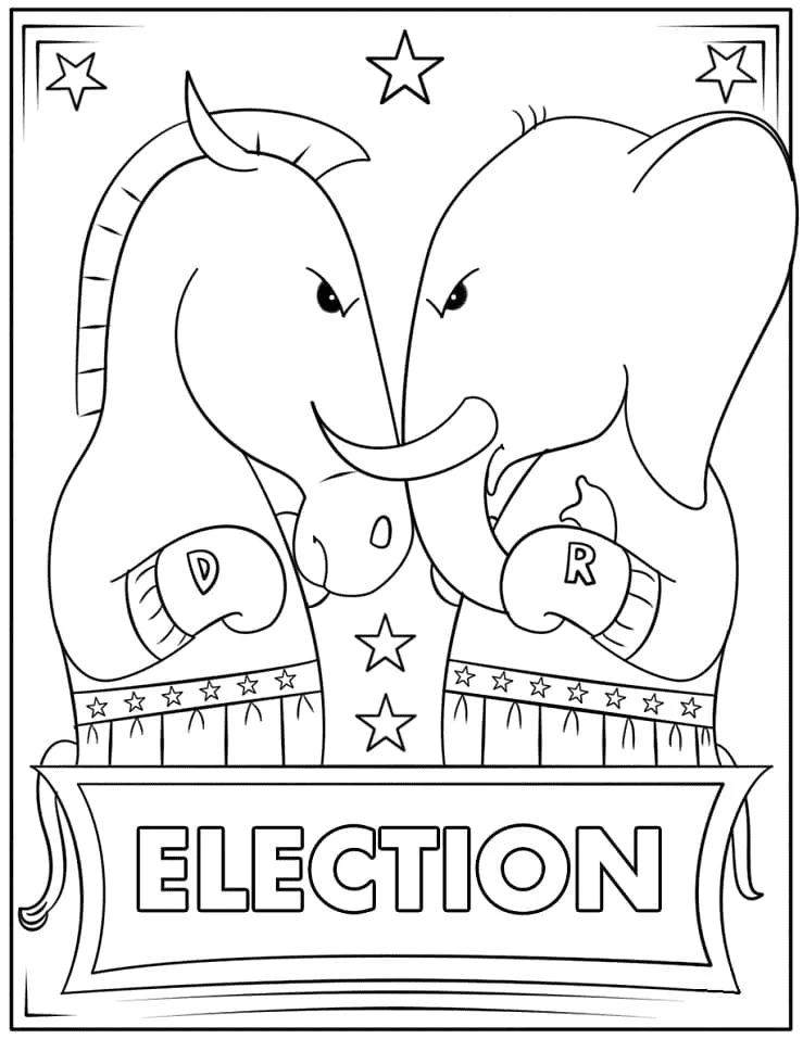 Democraat Ezel en Republikeinse Olifant van de verkiezingsdag