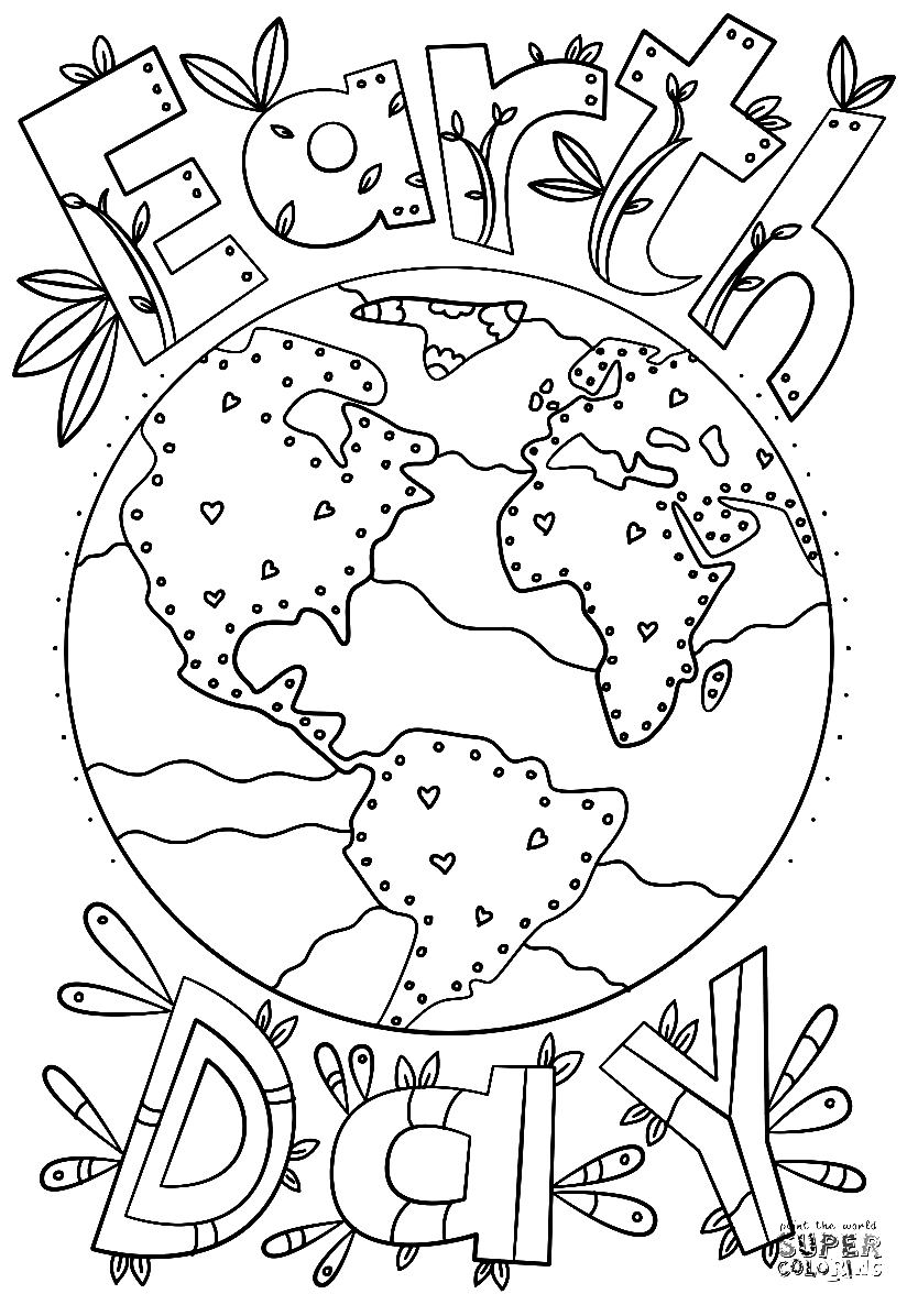 Earth Day Doodle Coloring Page