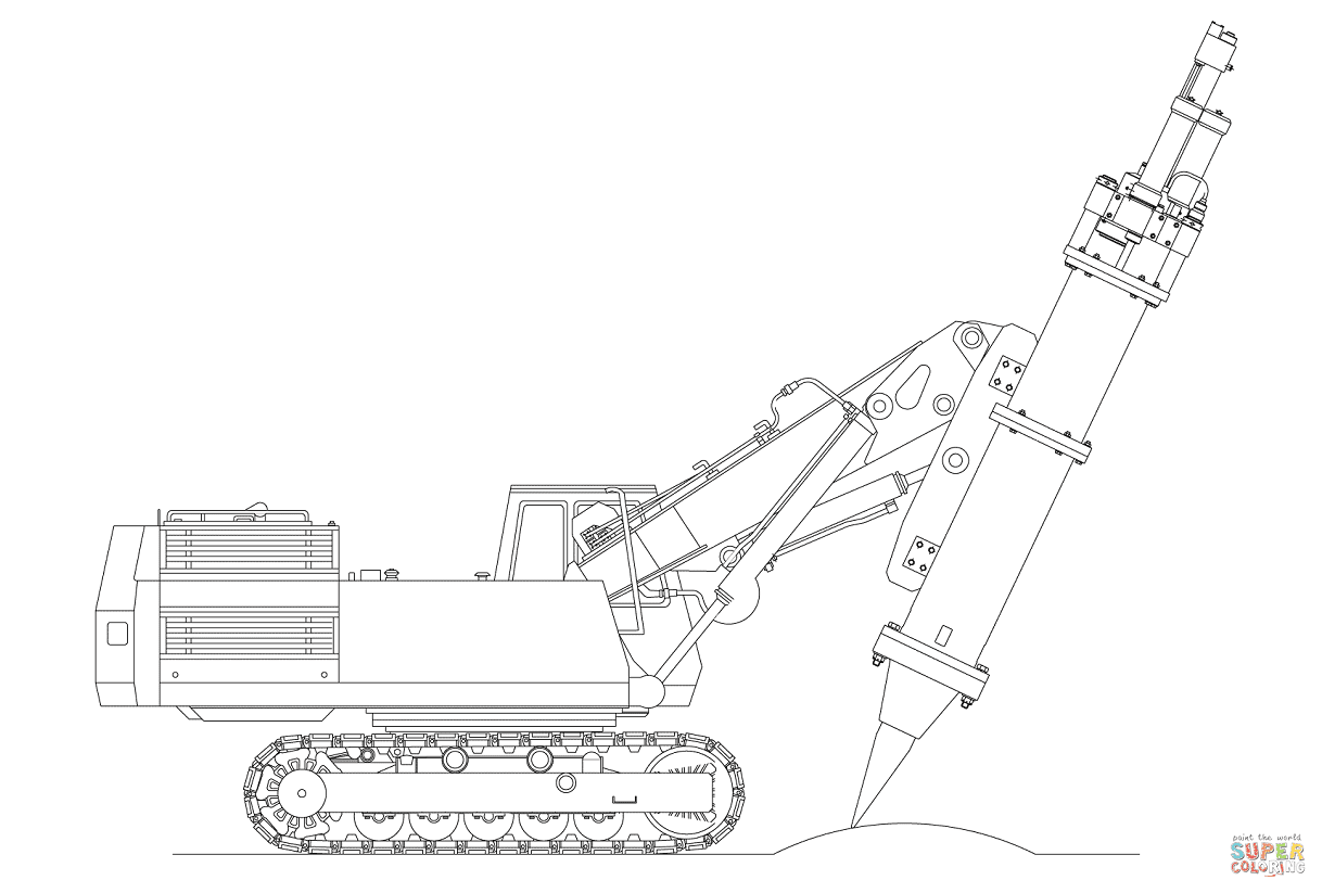 Earth Drill Excavator Coloring Page