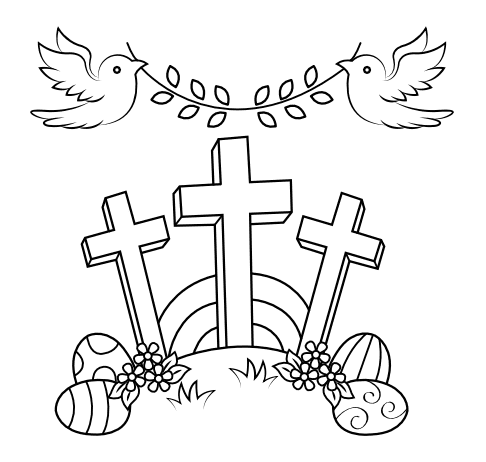 Easter Crosses And Doves Coloring Pages