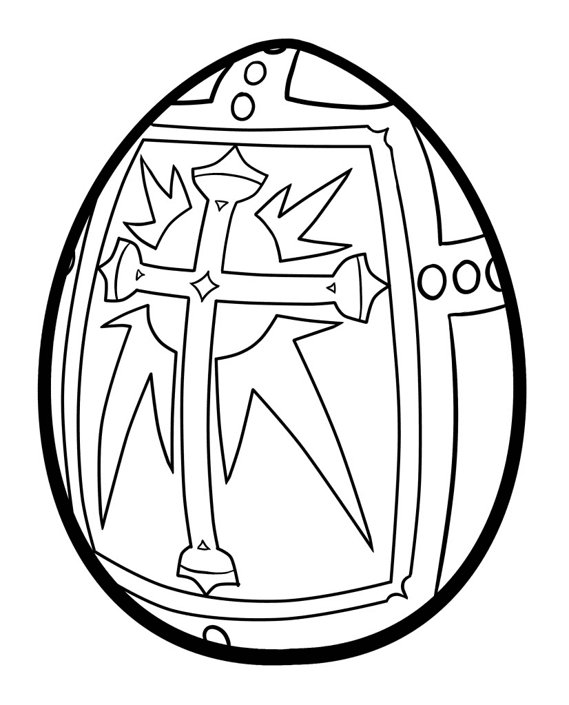 بيضة عيد الفصح مع صفحة التلوين الصليب