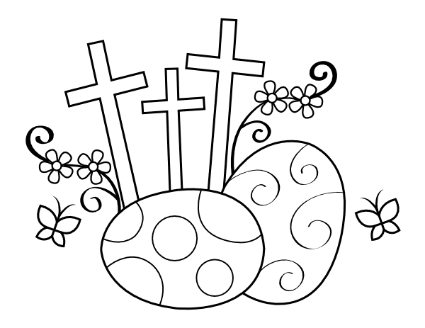 Easter Eggs and Crosses Coloring Page