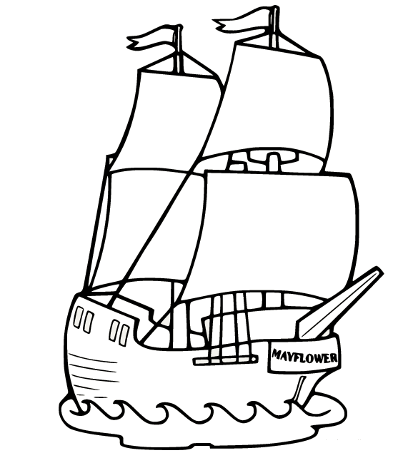 Easy Mayflower Ship Coloring Page