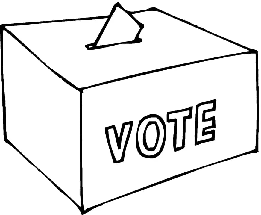 Página para colorir da caixa de votação do dia da eleição