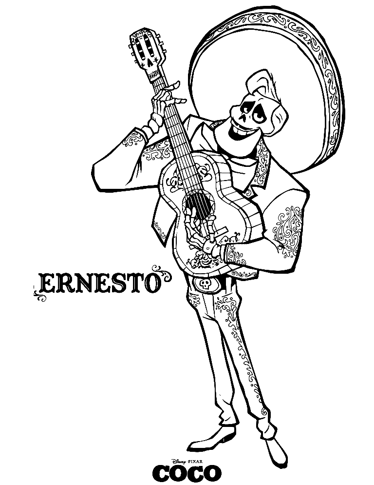 Ernesto da Disney Pixar Coco para colorir