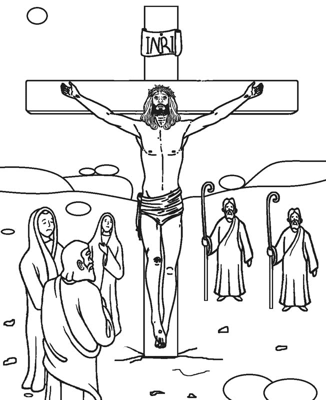 Pagina da colorare di Gesù Crocifissione gratuita