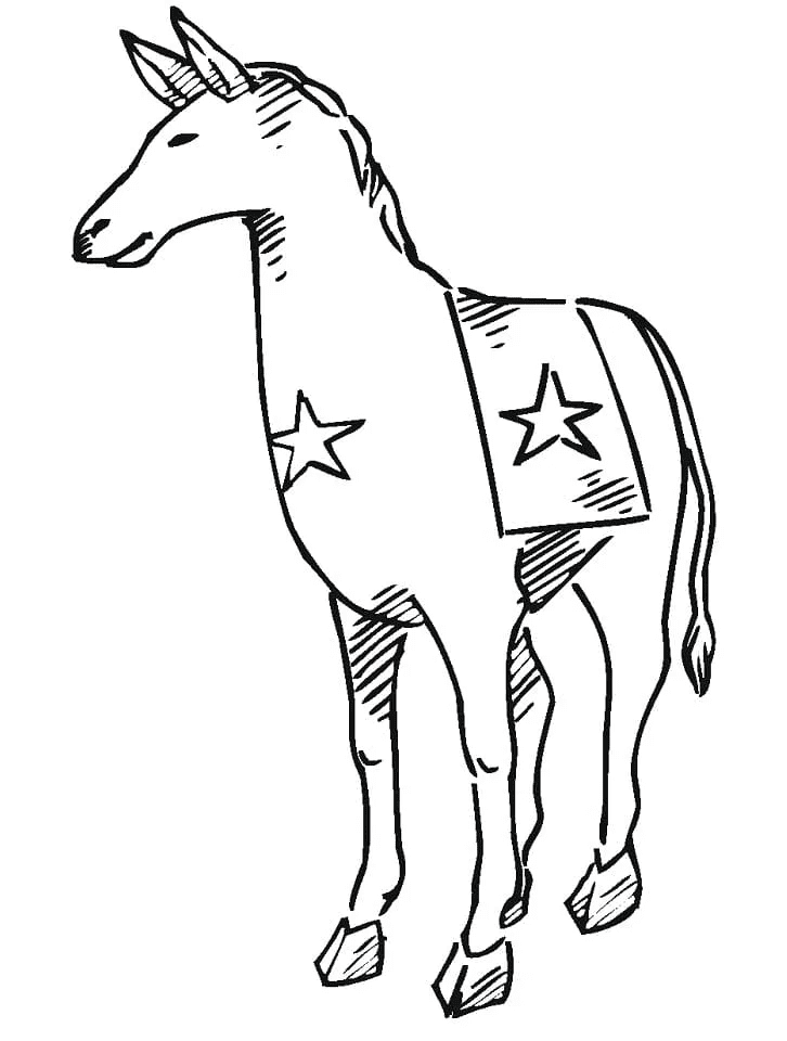 Desenho para colorir de burro democrata imprimível grátis