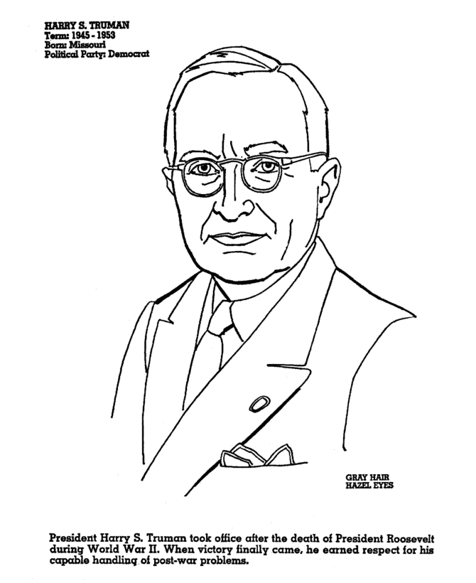 Free Printable Harry S. Truman Coloring Page