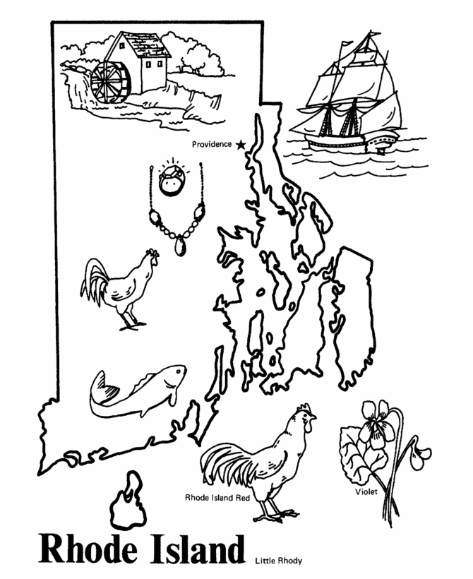 Раскраски Род-Айленд для бесплатной печати