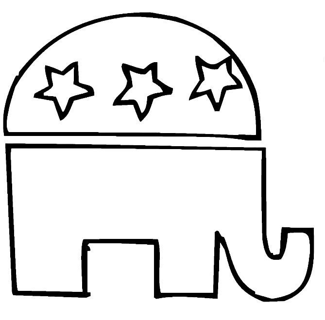 Página para Colorir Elefante Republicano Grátis