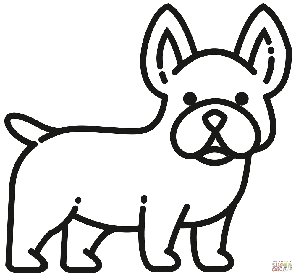 Bulldog francés para niños Página para colorear