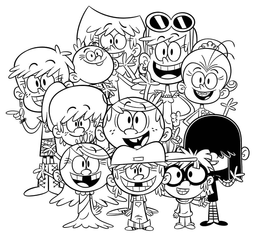 Funny Characters from The Loud House Coloring Page