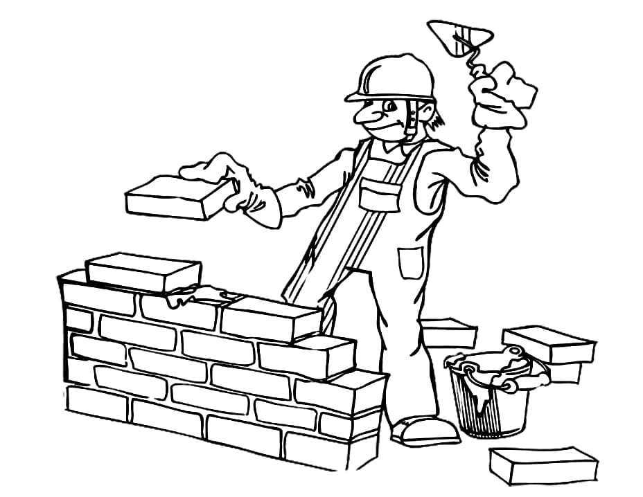 Забавный строитель со стройки