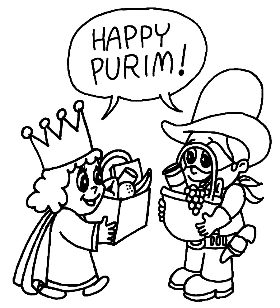 Funny Purim Coloring Page