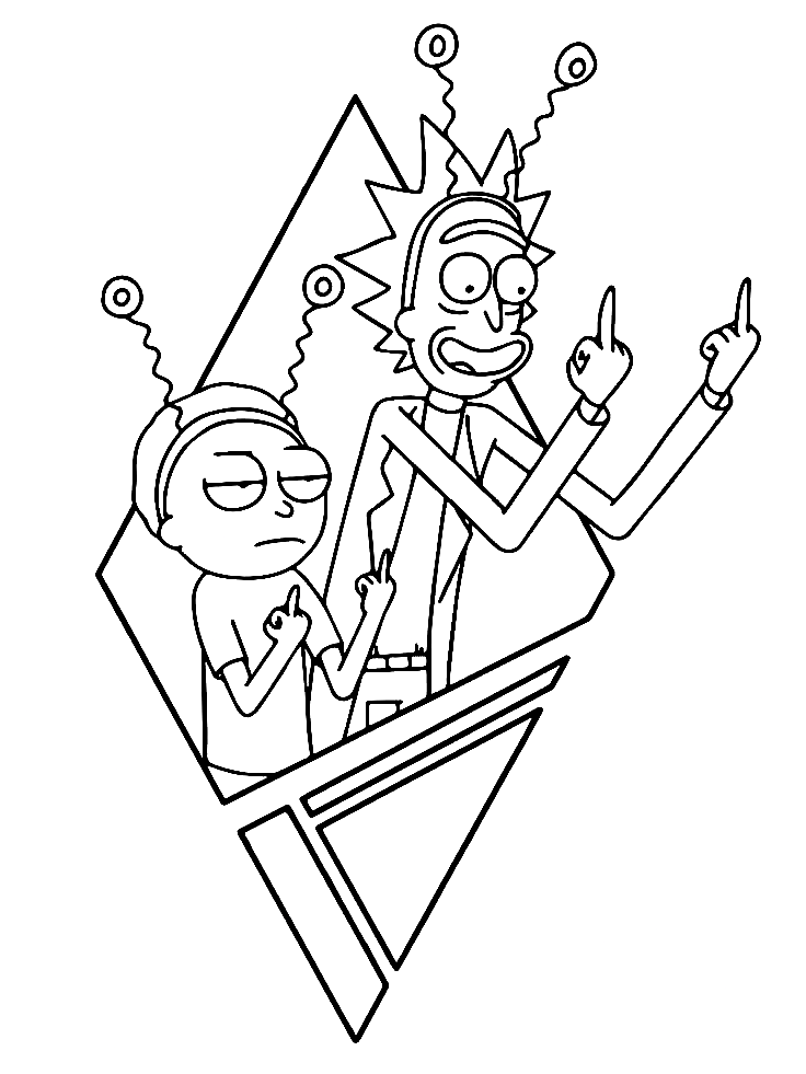 Coloriage drôle de Rick et Morty