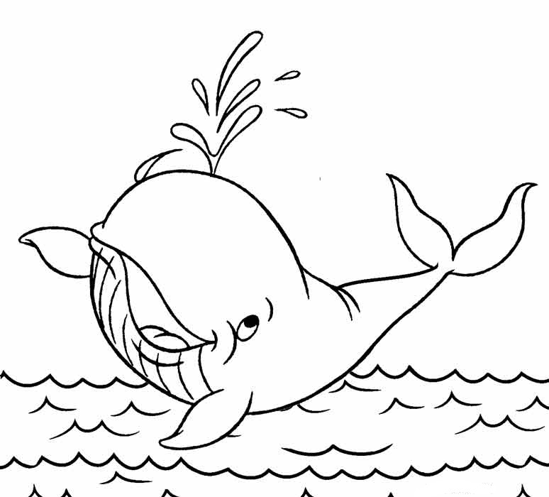 Funny Whale Spraying Water Coloring Page - Free Printable Coloring Pages