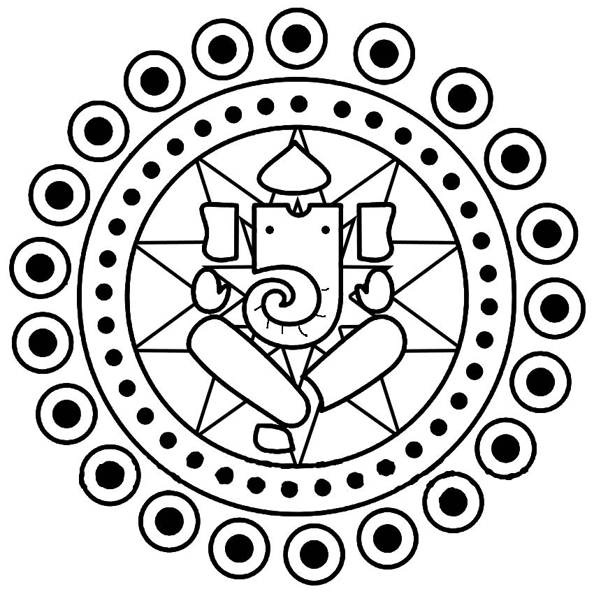 Ganesh Rangoli Coloring Pages