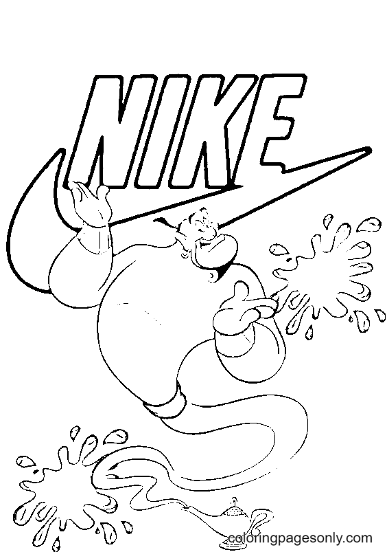 Genie with Logo Nike Coloring Page