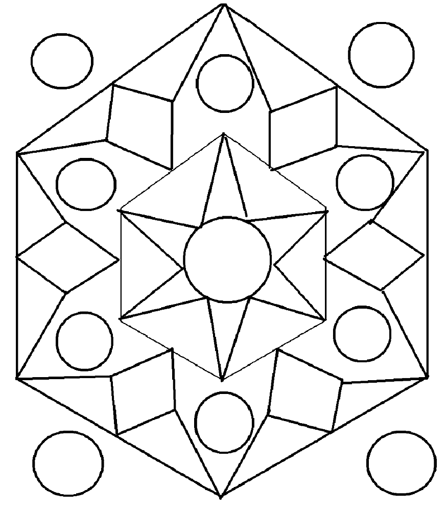 Geometric Rangoli Coloring Page