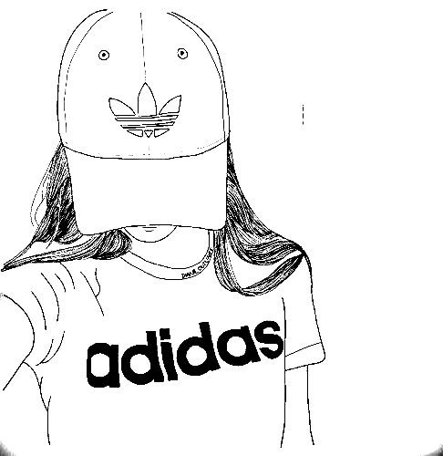 Раскраска Девушка в футболке Adidas