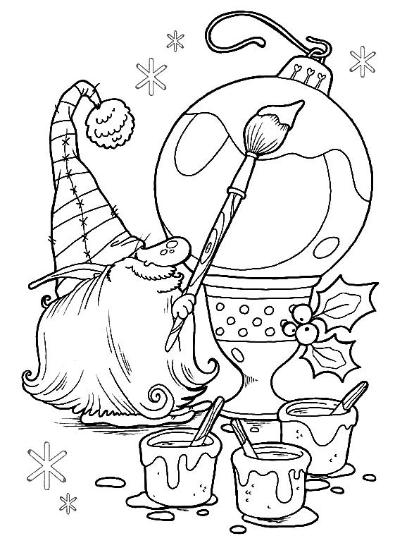 Гномик рисует елочные шары из Гномика.