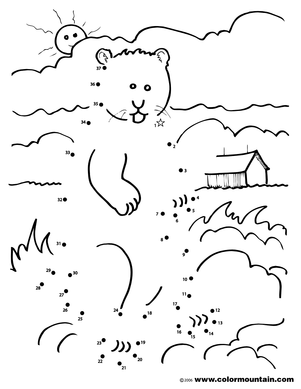 Groundhog Day Dot to Dot Coloring Page