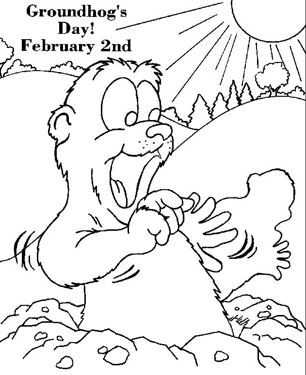 Groundhog Day February 2nd Coloring Page
