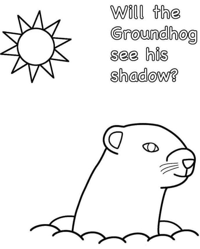 Groundhog Day Free Coloring Page
