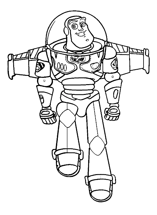 Happy Buzz Lightyear for Kids Coloring Page