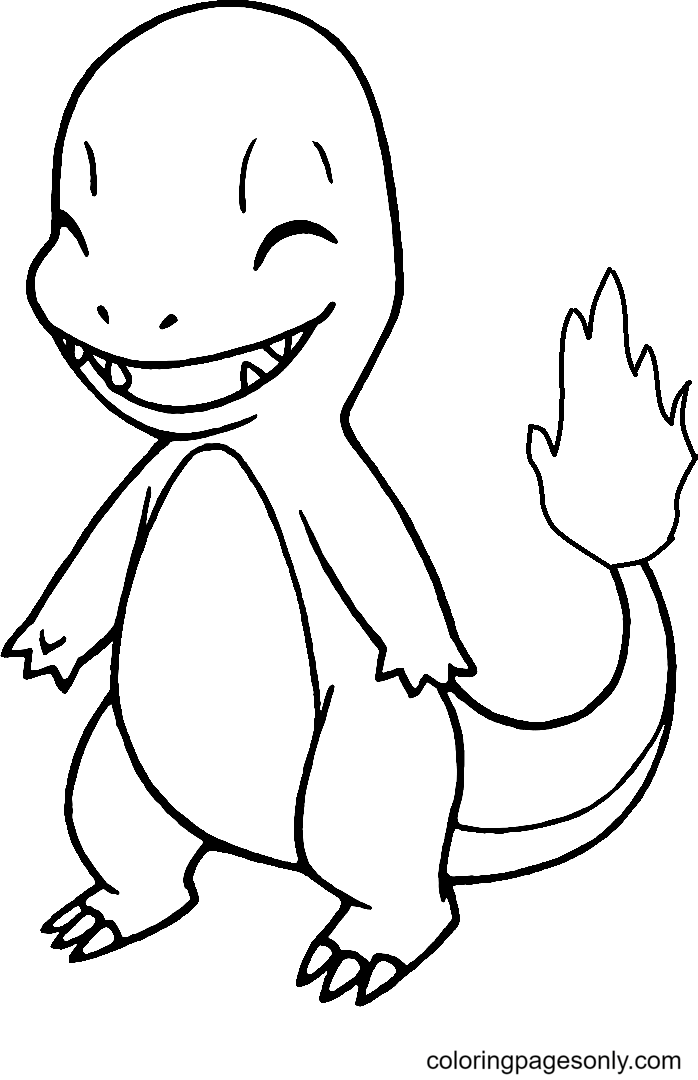 Happy Charmander Coloring Pages