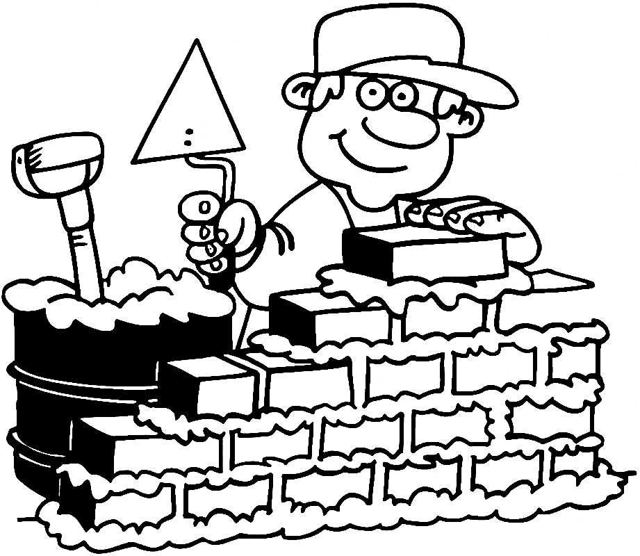Happy Construction Worker Coloring Page