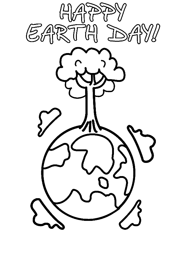 Happy Earth Day Printable Coloring Page