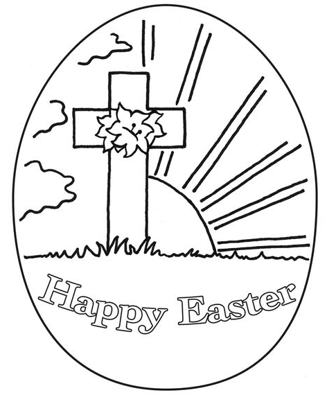 Happy Easter Cross Coloring Page