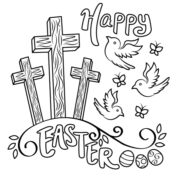 Happy Easter Sunday Coloring Page