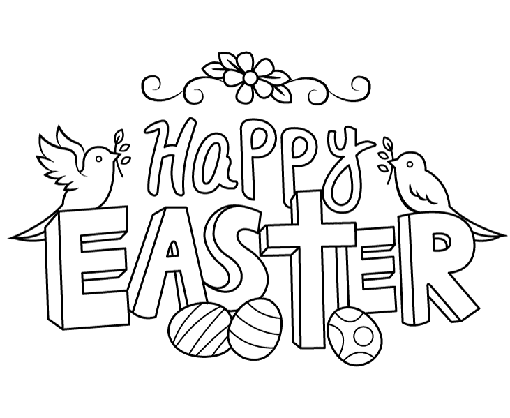 Felices Pascuas con Palomas y Huevos de Pascua Religiosa