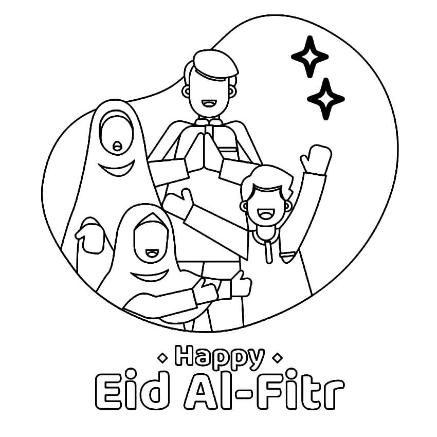 Happy Eid al Fitr Coloring Page